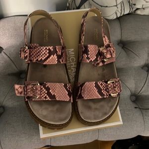 Michael Kors pink embossed dad sandal